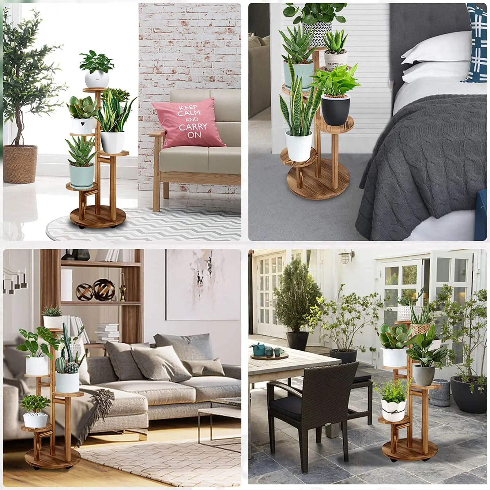 product wooden plant pot bottom with wheels decorative flowers stand wreaths and plants flower rack for home garden indoor outdoor-9