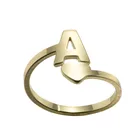 Letter Ring Vintage Stainless Steel 26 Initial Letter Love Heart Adjustable Open Women Ring