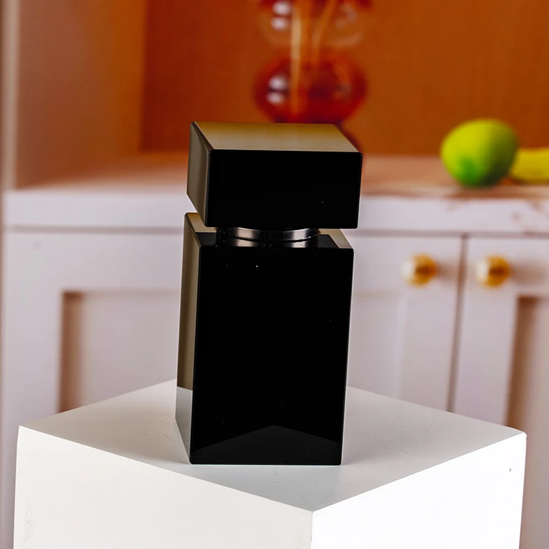 product wholesale pure black texture square 6ml glass empty bottle elegant low key customizable crystal perfume bottle-9