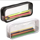 Plastic Pen Case Pencil Bag Pvc Transparent Clear Pvc Plastic School Student Pen Pencil Case Zip Bag Travel Pencil