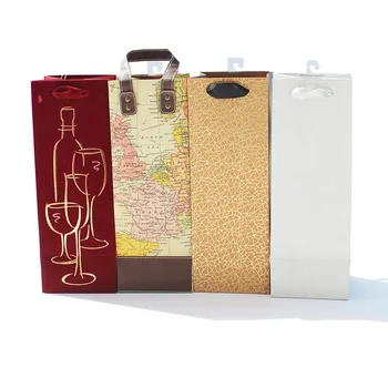 Foldable Personalized Luxury Boutique Organic Customized Marble Small Earrings Set Black And White Wedding Wine Bottle Gift Bag