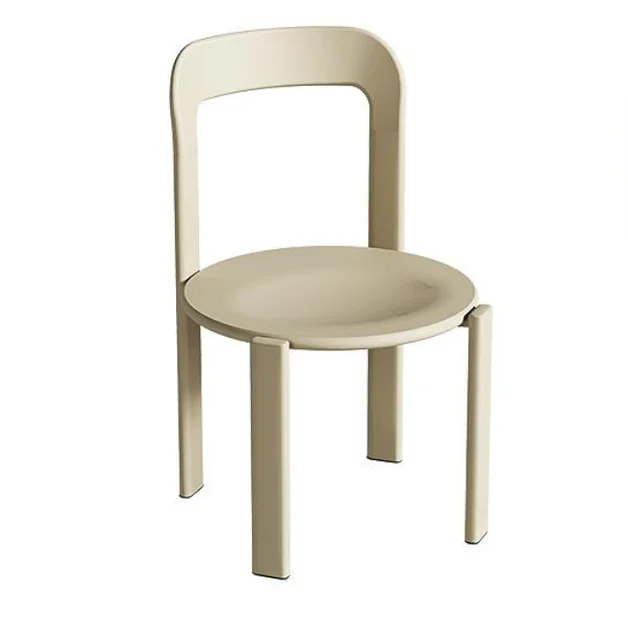 Modern Style Dining Chair PP Plastic Seat & Iron Legs with KD Backrest Painted Home Apartment Restaurant Cafe Hotel Use Kitchen