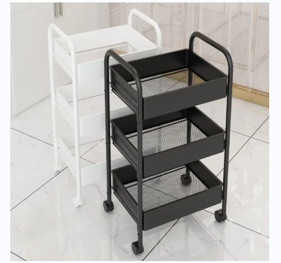 Chinese high quality Folding Rack Stocked plastic rollen kitchen serving trolleys