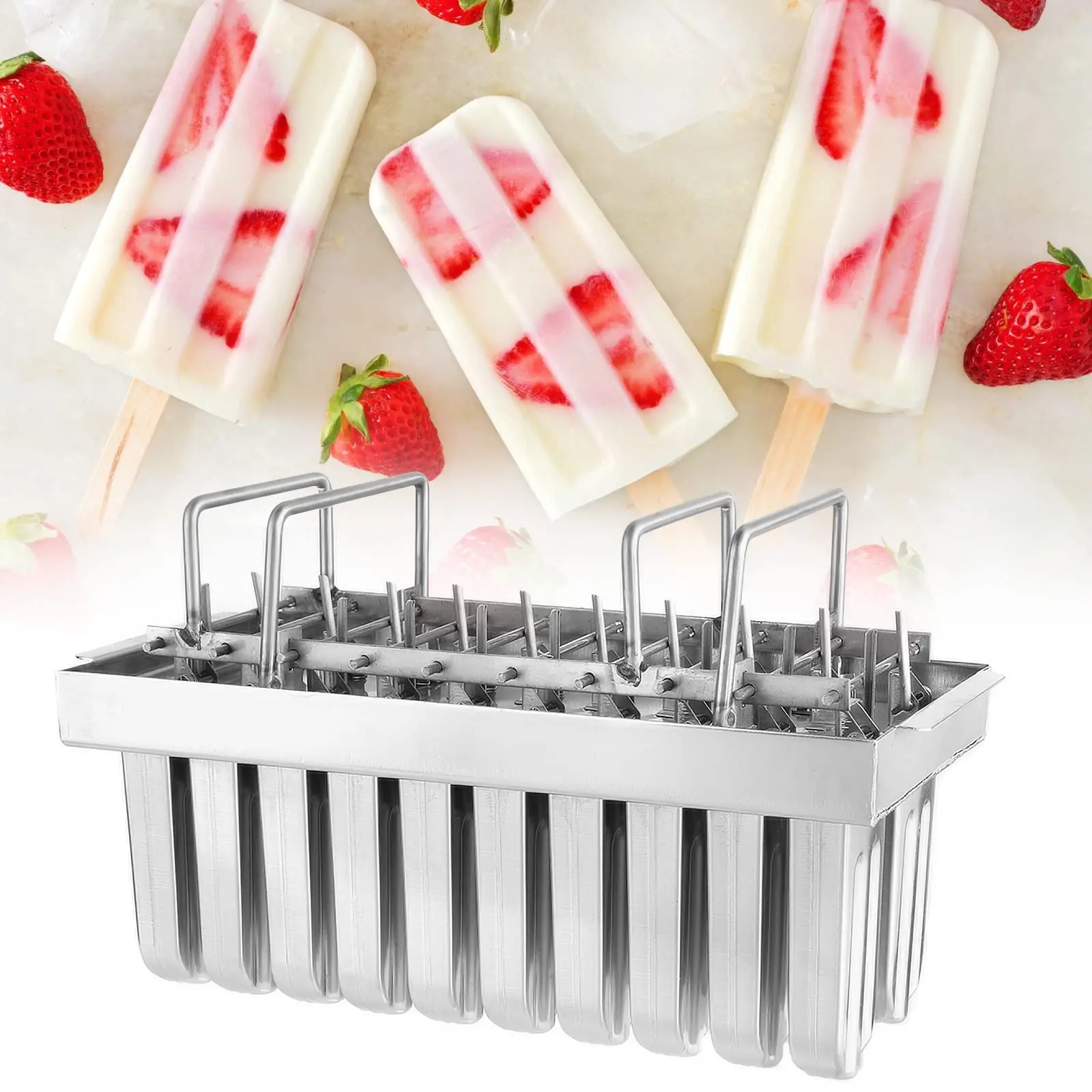 Commercial stainless steel popsicle molds Metal Popsicle Mold Set of 6 Round Head Stainless Steel Ice Lolly Molds with Holder