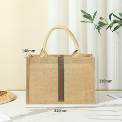Custom Natural Eco-friendly Tote Bag Large Capacity Handbag Multi-functional Jute Luxury Bag