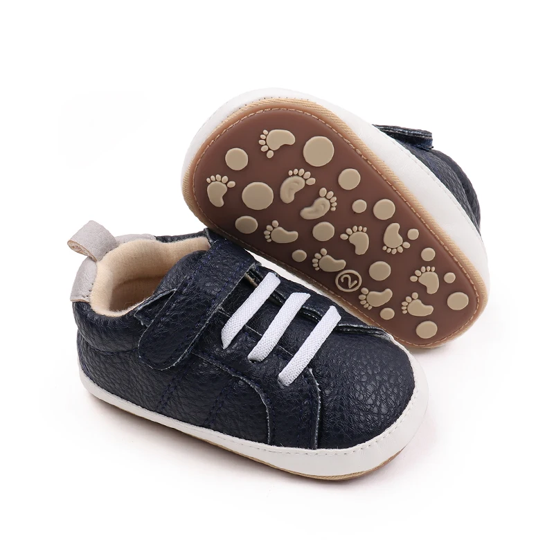 Fashion Trend Casual Solid Color PU Leather Baby Cute Rubber Soled Non-slip Toddler Shoes factory