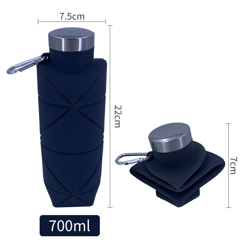 Solid Rhomboid Folding Silicone Cup Outdoor Sports Travel Kettle Water Bottles portable with handle