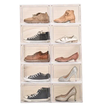 shoe case Plastic Transparent Multiple Opening Sneaker Shoes Storage shoebox folding shoebox cupboard
