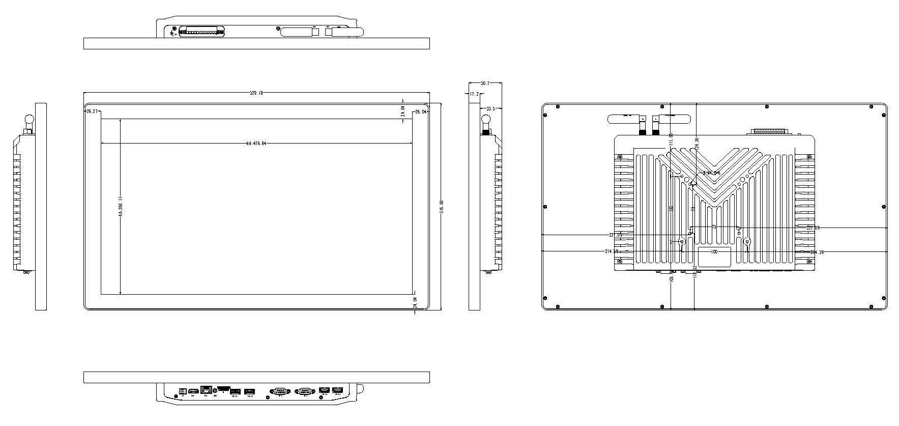 product factory oem high brightness 215 inch industrial monitor open frame android rk3568 rk3576 rk3588 lcd monitor usb dvi interface-10
