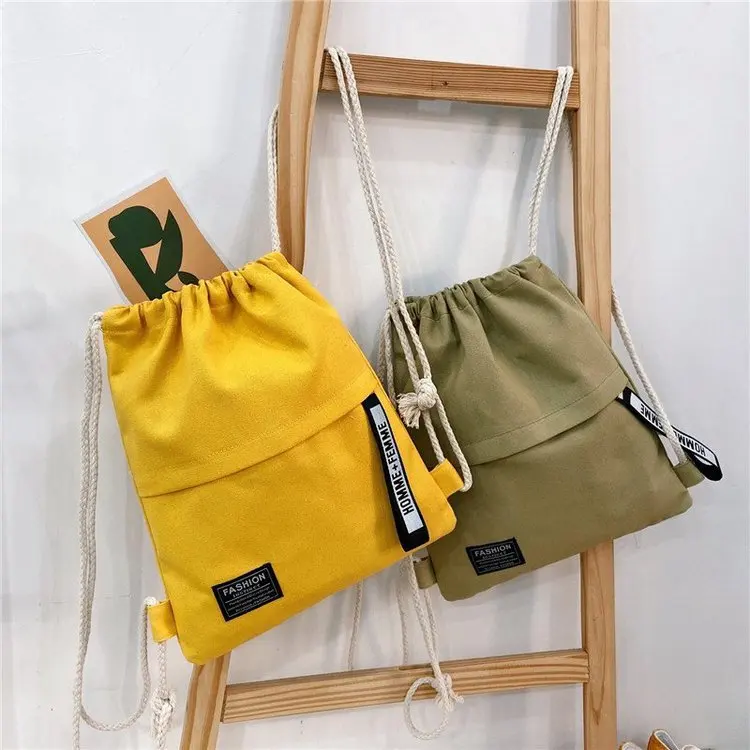 Factory Wholesale Customized Multifunctional High-capacity Reusable Leisure Drawstring Backpacks Drawstring Canvas Bag