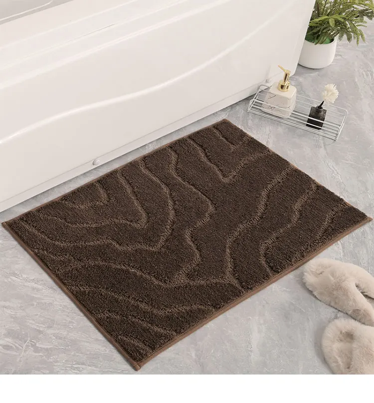 Bathroom Carpets Shaggy Soft Nonslip Floor Carpets Non-Slip Bath Floor Mat Microfiber Flocked Bath Mat manufacture