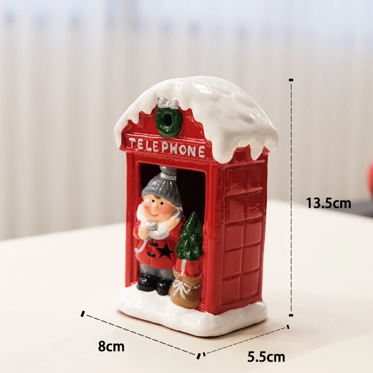 New Europe style home decoration ceramic Christmas ornaments with LED light porcelain Xmas Santa telephone