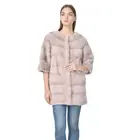 Coat High Quality Thick Elegant Natural Animal Winter Warm Luxury Stylish Mink Collar Real Down Coat With Fur 1poece