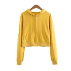 Pullover Zipper Custom Fashion All-match Pullover Cropped Zipper Short Hooded Sweater Cardigan
