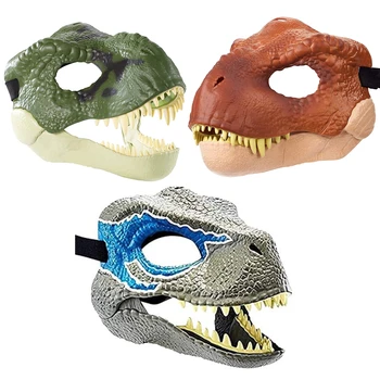 Latex Dinosaur Mask Moving Jaw Decor-Tyrannosaurus Rex Soft Mask Movable Dragon Cosplay Mask Party Birthday Halloween