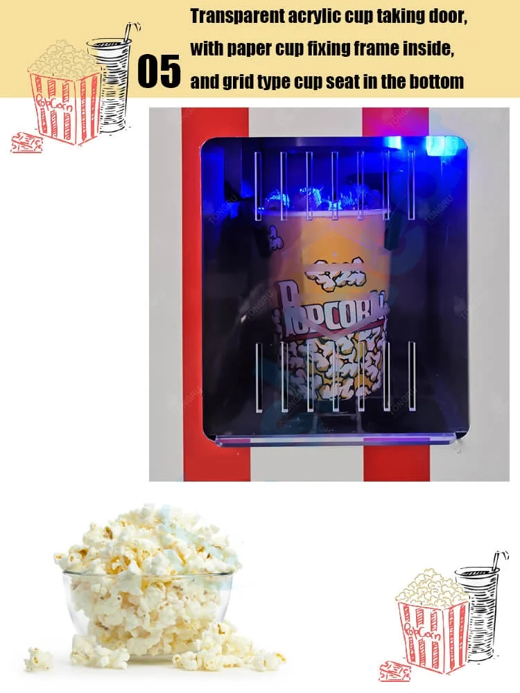 Popular Design Fast Food Cinema Popcorn Vending Machines Automatic