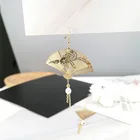 Earrings Clip Earringsgold Metal Fan Folding Fan Earrings Tassel Earrings Female Ear Clip