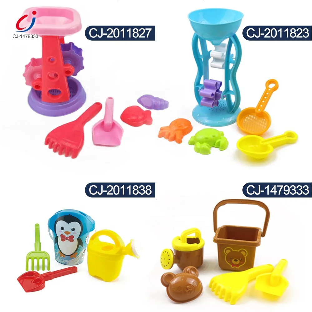 Chengji wholesale beach toy bucket set recyclable outdoor summer sand bucket set kids baby eco friendly beach toys