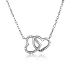 Sterling Silver Jewelry Silver Customized 925 Sterling Silver Fine Jewelry Double Heart 3A Cz Necklace For Women