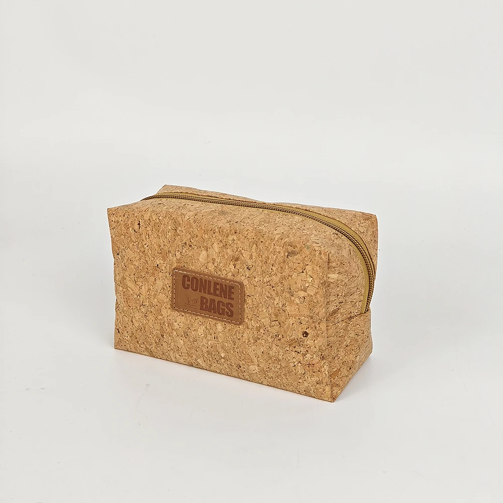 Custom Canvas Travel Makeup Bag with Zipper Closure Cork Bottom Fashionable Letter Pattern Cosmetic Gift Bag factory