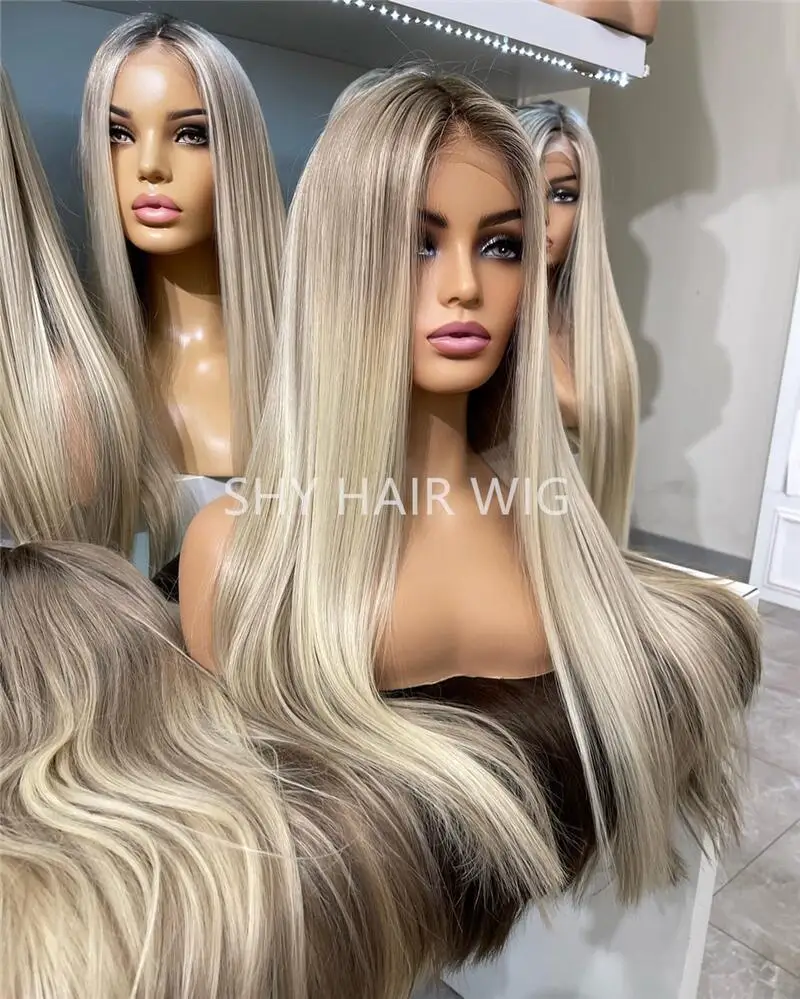 Ash Blonde Highlight Color Long European Cuticle Aligned Hair