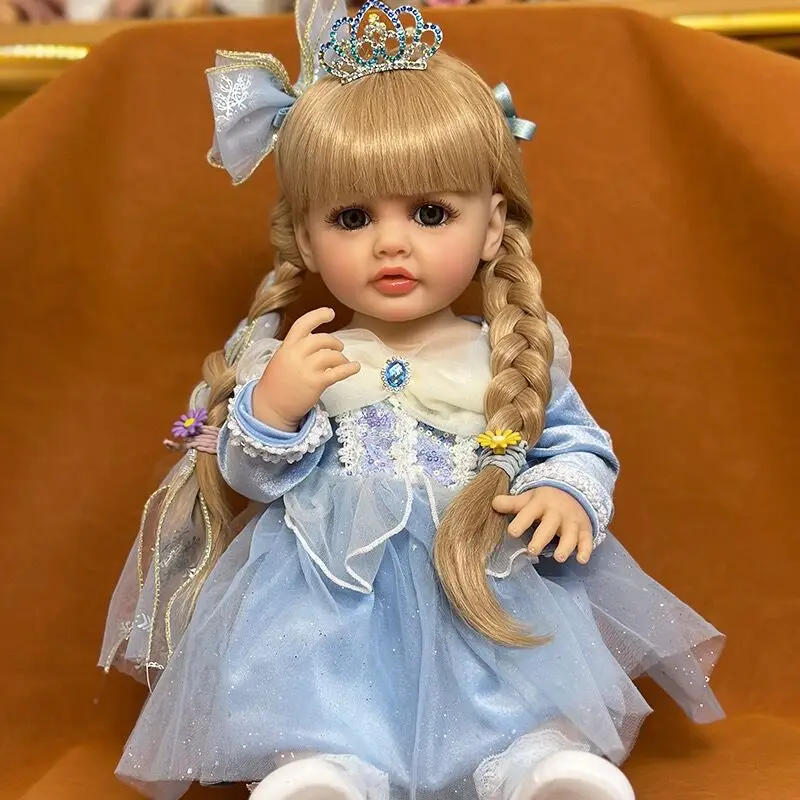 New 22 Inch Lifelike Toys Reborn Baby Dolls Realistic Soft Vinyl Doll Princess Dress