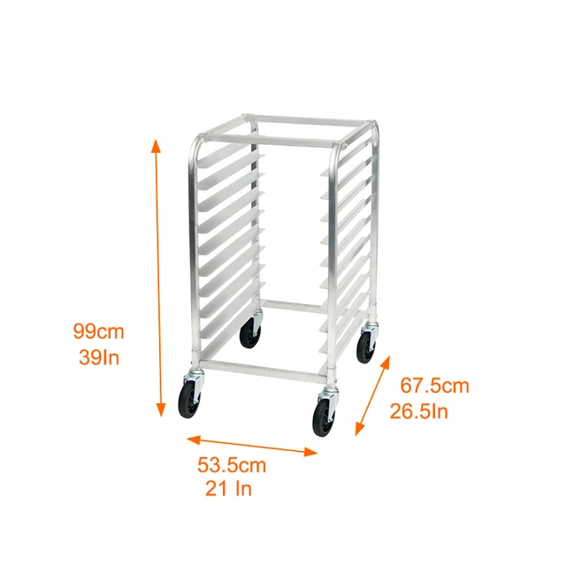 10-Layer Aluminum Bakery Shelves Cooling Tray Rack/Trolley for Hotels Restaurants and Bakeries