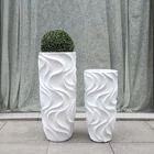Economical White Economical Custom Design White Wave Design Fiberglass Plant Pot Luxury Flower Decorative Vase
