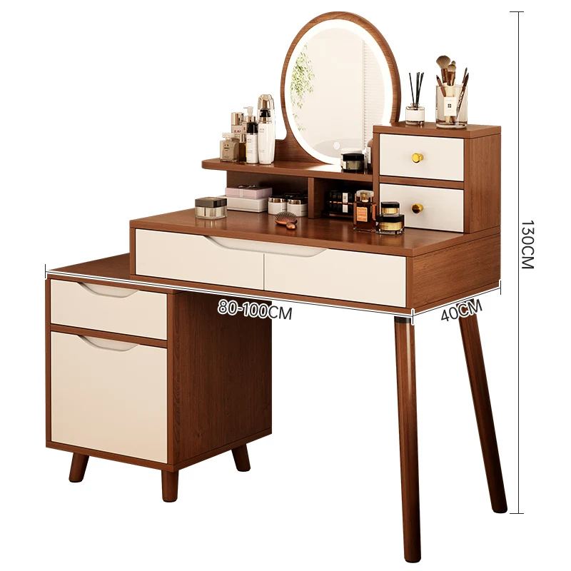 Bedroom Nordic retro style girl dressing table with makeup mirror