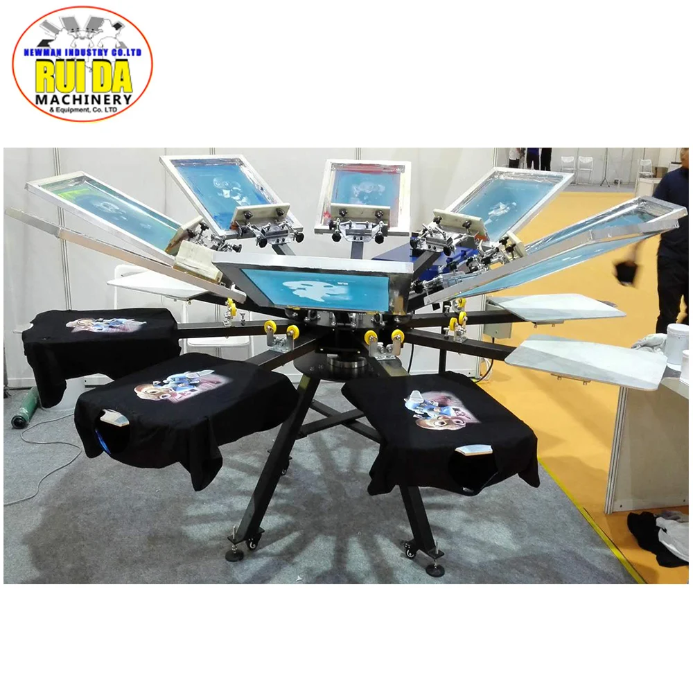 product 12 color 12 station manual mirco registration screen printing machine for clothing pure cotton t shirt-7