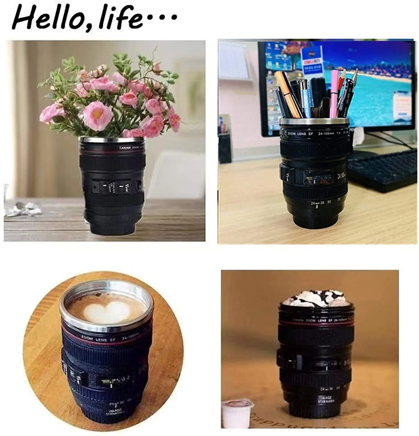 Logo Custom Three Generations of Lens Cups ABS Coffee Mugs Creative simulation Camera Cup Plastic Lens Coffee Water Cup Gifts