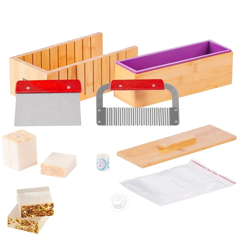 Soap Cutter Set, Eco-friendly Bamboo Soap Cutting Tool, Loaf Cutter Mold for Soap Making and Cutting Bread