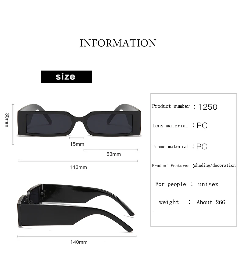 Donne rettangolari occhiali da sole da uomo Vintage occhiali da