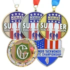Gold Custom Gold Plated Sublimation Souvenir Medal Ribbon Holder Gold Catholic Medals