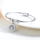 Diamond Bracelet New Hot Selling Diamond Studded Life Tree Titanium Steel Round Bead Magnet Bracelet Bangle