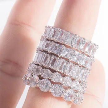 18k gold custom engagement ring diamond eternity moissanite ring band for women wedding design 2020