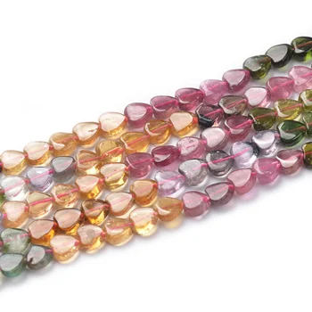 Cliobeads Rainbow color Natural gemstone Heart shape 6mm Tourmaline Beads strand for jewelry making