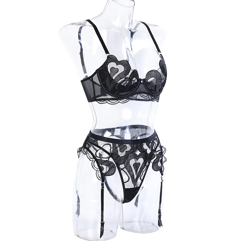 Hot Selling Women Sexy Transparent Mesh Lingerie Set Female Lace