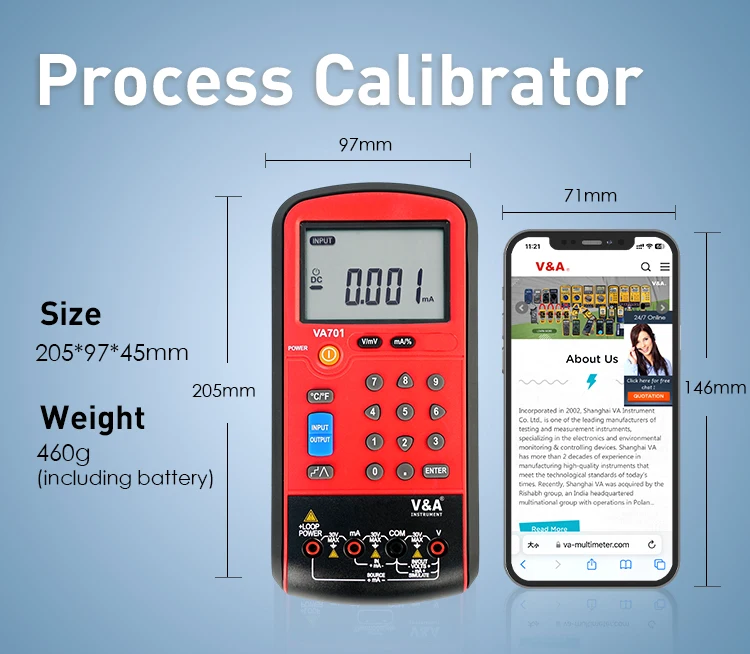 Multifunction Electronic Power Loop Calibrator VA701 with Calibration Loop Scan and Programming Modes 1-Year Warranty