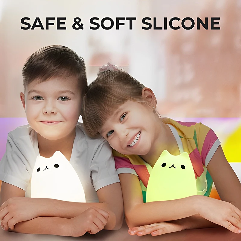 Custom Private Label Baby Cute Silicone Color Changing Led Touch Baby Night Lamp, Night Light Sensor, Lamps For Kids
