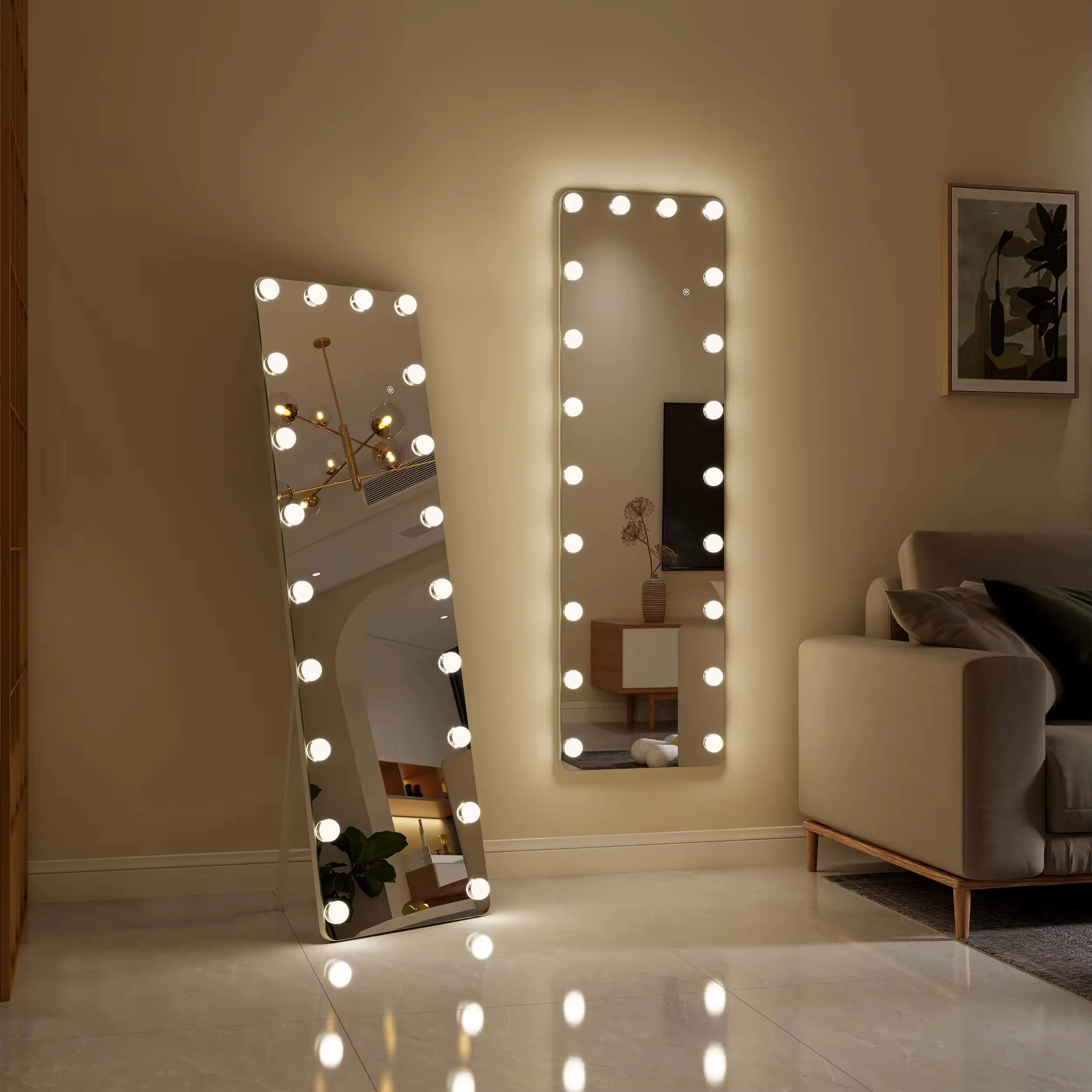 Modern Rectangle for Hollywood LED Lighted Salon Dressing Mirror Full Length with Adjustable Lighting for Makeup Use