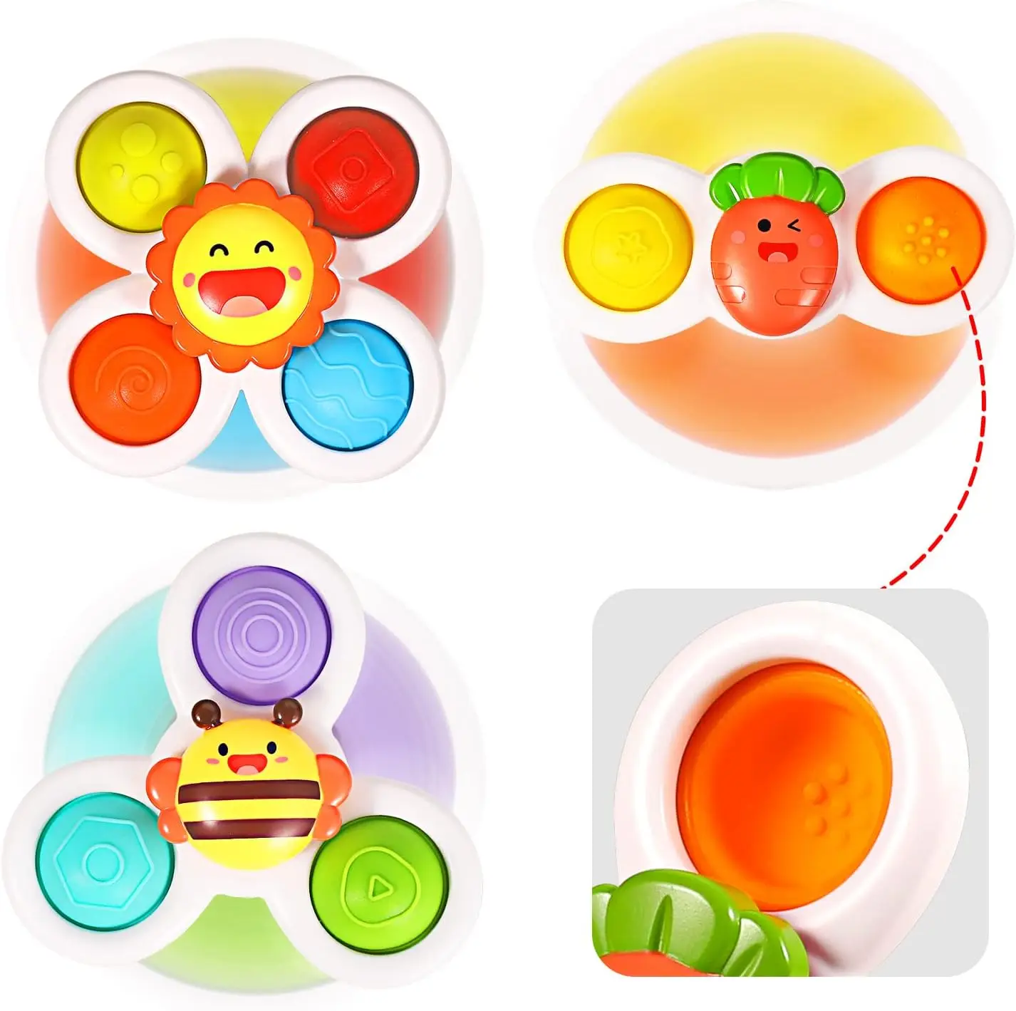 EPT Fidget Toy Suction Cup Spinner Bath Suction Spinner Baby Shower Toys Bath Silicone Suction Spinner Toy
