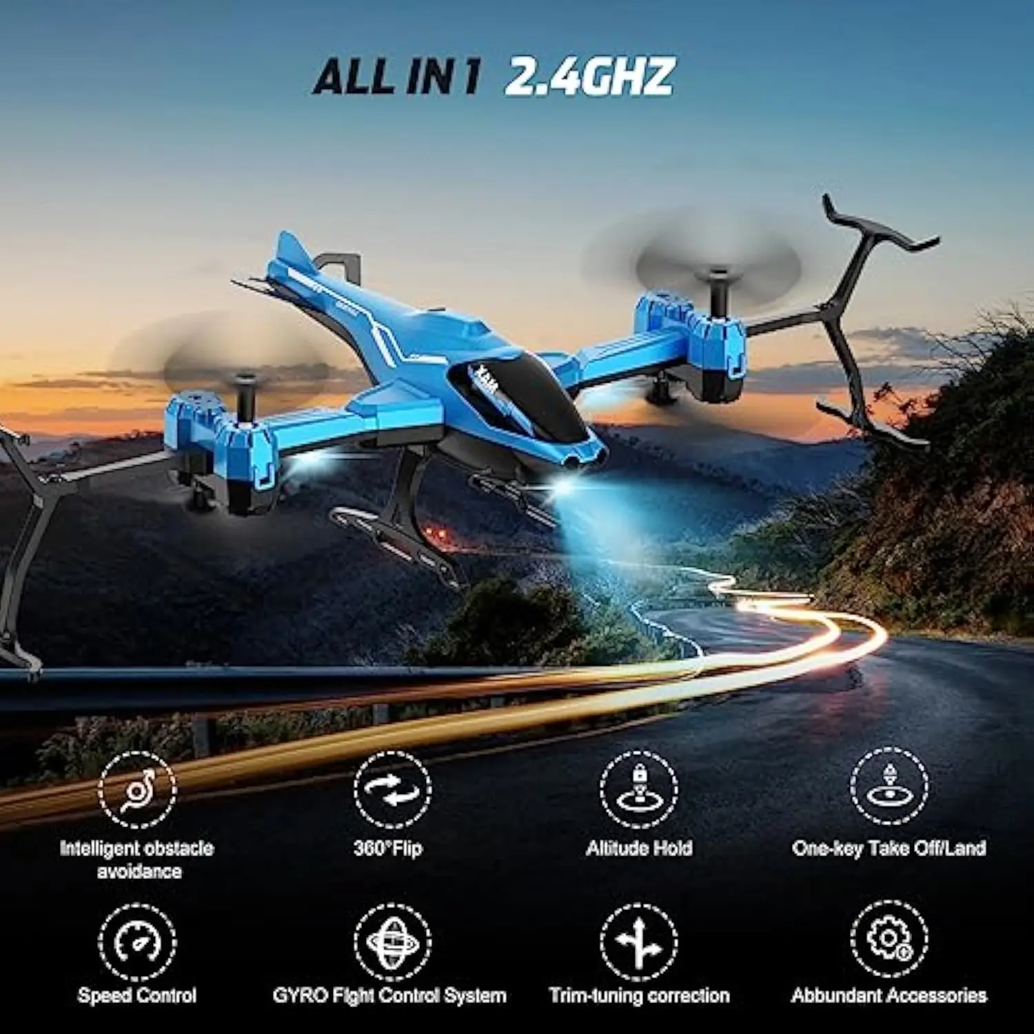 High Quality Height Hold Remote Control Quad Copter Obstacle Avoidance Folding Flying Drone RC Airplane Drone Toy