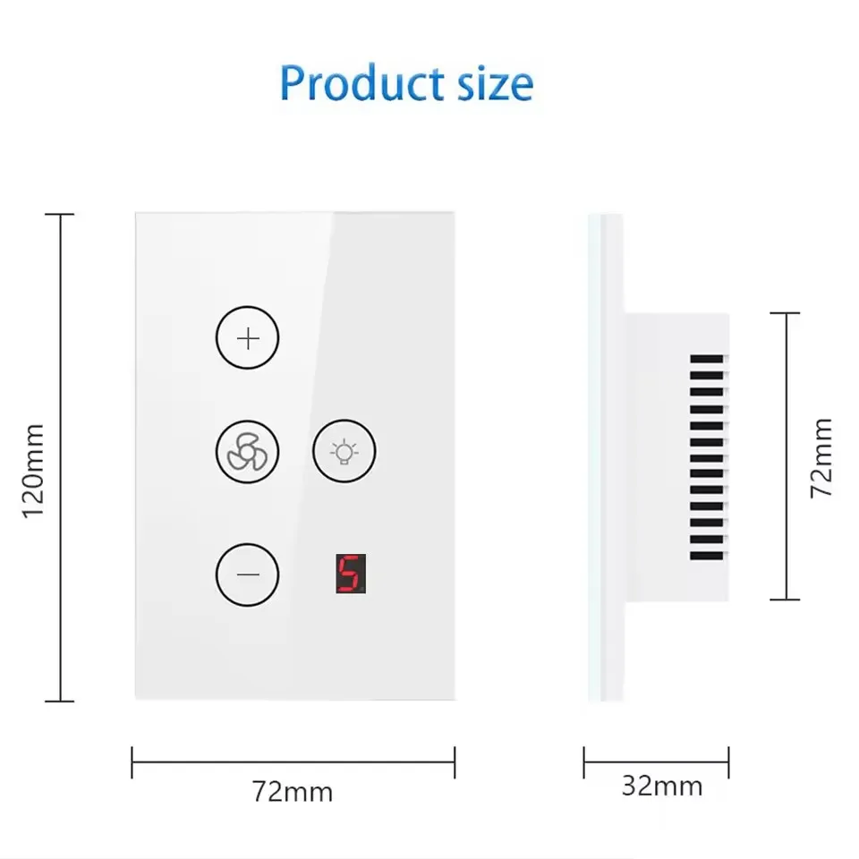 Tuya Wifi Five-speed Fan, APP, AC100V-240V 50, Tempered Glass - detail 8