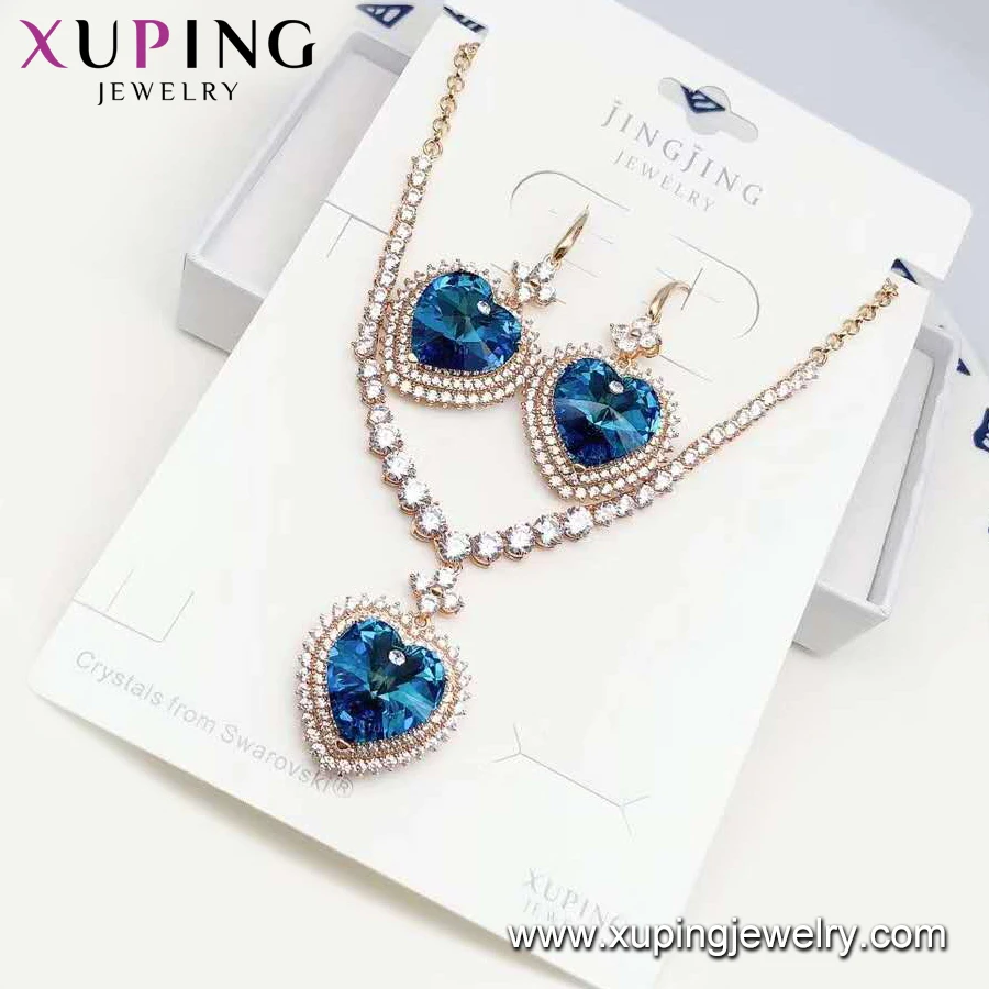 Set-384 Xuping Fashion Crystal Luxury Heart Charm Jewelry Set Women
