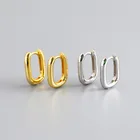 Silver Silver Cool Wind Retro Geometric Oval Earrings S925 Pure Silver Ear Buckle Gold Plated Earrings