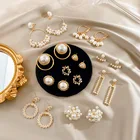 Gold Earrings Name Earring Fashion Statement Gold Plated Earrings Imitation Pearl Earrings For Women