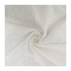Fabric Floral Embroidery Soft Fabric 100% Cotton With Floral Design Eyelet Embroidery White Color
