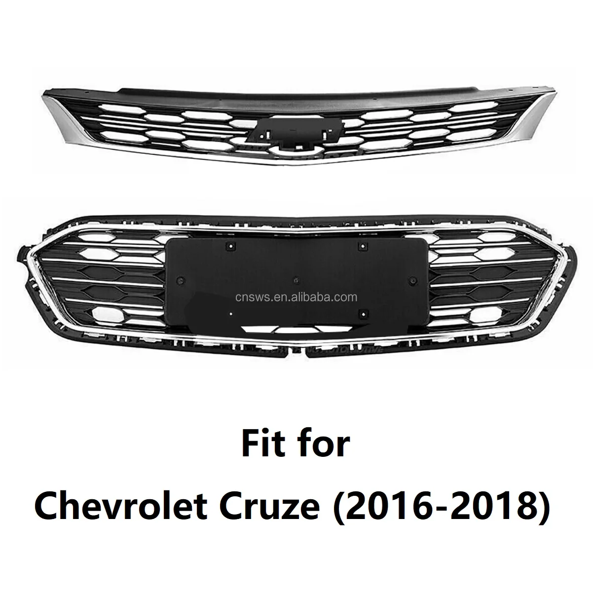 product front upper  lower grilles fit for chevrolet cruze 2016 2018 bumper grille honeycomb grill mesh chrome abs plastic black-37