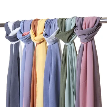 2021 Jane wholesale instant plain crinkle chiffon muslim scarf women hijab shawl arabic other scarves supplier